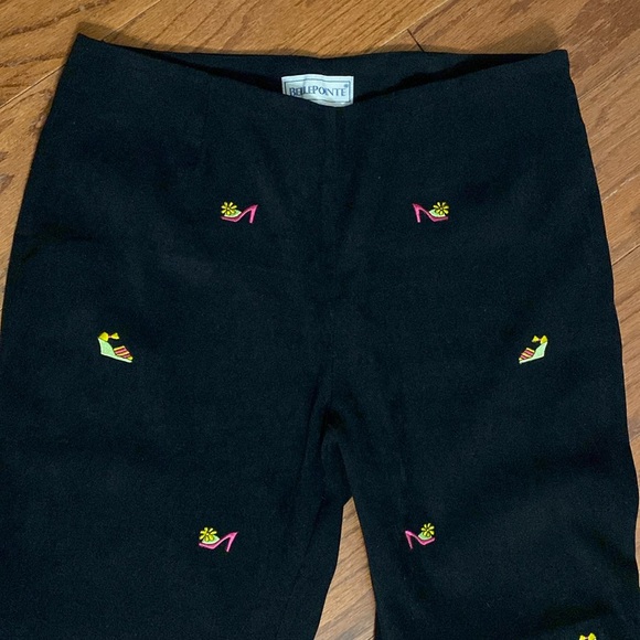 Bellepointe black velvet pants with shoes design.M - Picture 3 of 11